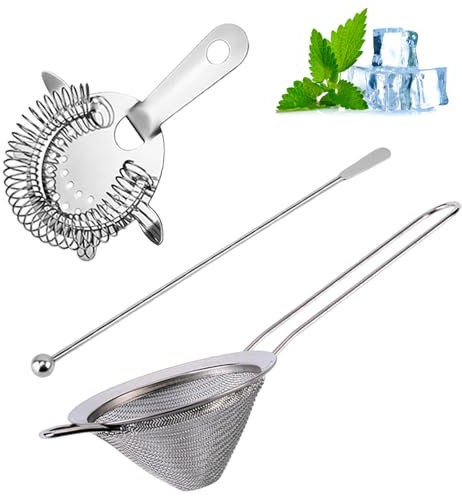 3pcs Cocktail Straine Set, Fine Mesh Strainer, Practical And Multifunctional Cocktail Filter, Perfectly Filtered Cocktails Coffee Tea Juice & More, Versatile Kitchen Tool For Effortless Sieving And St
