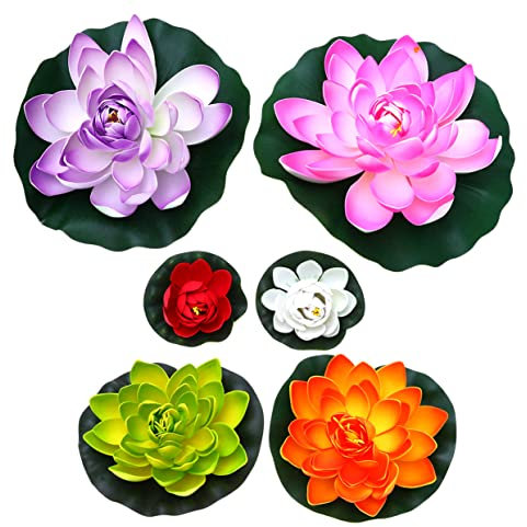 BESPORTBLE Lotus Waer Schwimmende Seerosenblätter 6 Stück Künstliche Lotusblumen Für Den Teich Einfache Wartung Kein Gießen Erforderlich