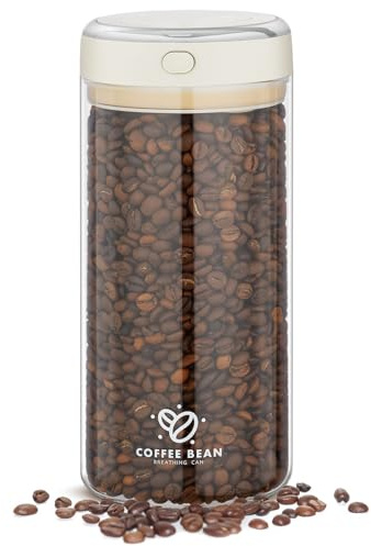 CRROEL 1700 ml/60oz Kaffeedose Behälter,Borosilikatglas-Kaffeebohnen Aufbewahrungsbehälter mit Einweg-CO2-Ventil und Datumsverfolgung, Transparent Kaffeedose Aufbewahrung für Tee, Nüsse, Kakao, Frisch