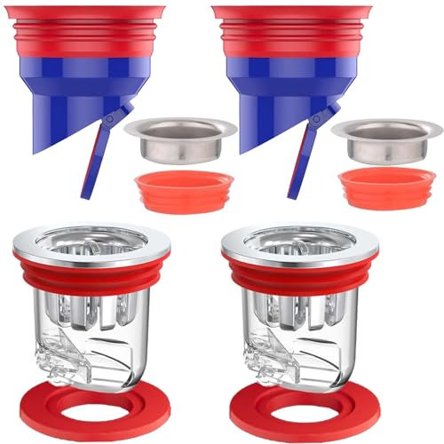 4 Piezas Valvula Antiolores Ducha WISIRENT, 2 Piezas 35-52mm Desague Antiolores 2 Piezas 33-50mm Tapon Ducha Olores, Desagüe Ducha Drenaje de Piso de Ducha Prevención Reflujo para Desagüe Suelo