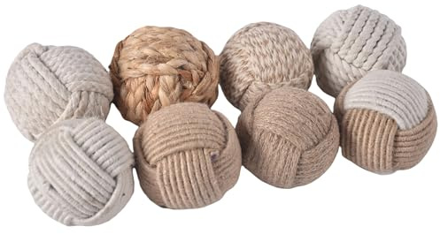 Brainmart 8 Pcs Jute Rope Decorative Balls, Natural Cotton Knot Orbs for Bowl Filler, Rustic Coastal Farmhouse Decor, Wedding Centerpiece & Living Room Decoration (Dia - 3Inch)
