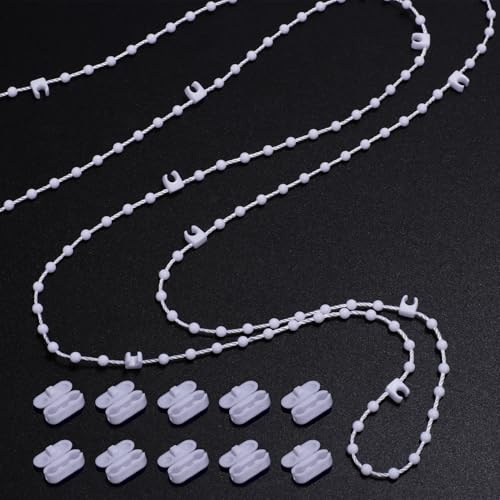 20 Meter 200 Clips Vertical Blind Chain for 3.5 Inch/89mm Slats, Vertical Blinds Repair Parts, White - Includes Blind Weights, Clips, and Plastic Chain for Vertical Blinds Slats, Headrail, Brackets