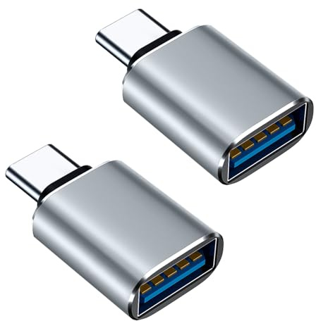 TreeTribe 2 Pack USB C to USB Adapter, Aluminum OTG Converter USB-C to USB Female Adaptor Compatible with MacBook Pro,Galaxy Type-C Smartphone and Tablet (Gray)