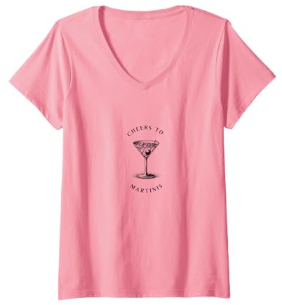 Womens Martini Glass, Simple V-Neck T-Shirt