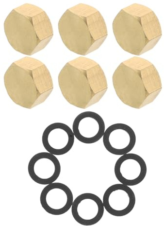 BCOATH 6 Juegos De Tapones Roscados De Latón para Manguera De Jardín Tuerca Hexagonal para Manguera Accesorios De Fontanería De Latón Tapones De Jardín
