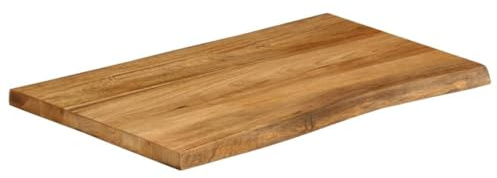 Genérico Piano per Tavolo 80x60x2,5cm Bordi Vivi in Legno Massello Mango,Marrone,8.34kg,370764