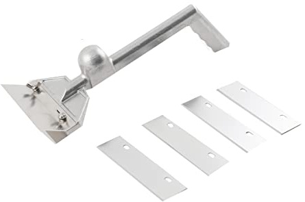 Cozyel Grattoir pour Gril à Usage intensif, Racloir de Plancha, Spatule Barbecue, avec 4 Lame de 6 po en Acier Inoxydable & Manche Ergonomique Aluminium - Usage Professionnel et Domestique
