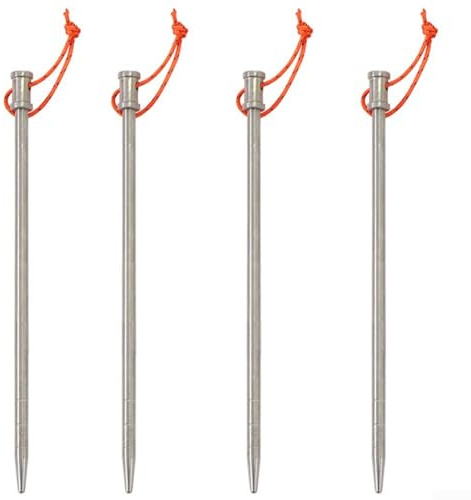 Zeltheringe, Set mit 4 leichten, rostfreien Heringen mit reflektierendem Seil, Rundkopf-Design für einfachen Bodeneinsatz für Gras, Strand, Außenbereich (20 cm)