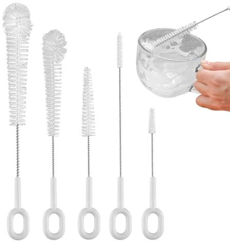 Cepillo para Botellas, Herramientas de Lavado de Tazas Flexibles de 5 Piezas, Juego de cepillos para Botellas de Agua | para exprimidores de guardería Pajitas Extractores de Leche Grietas
