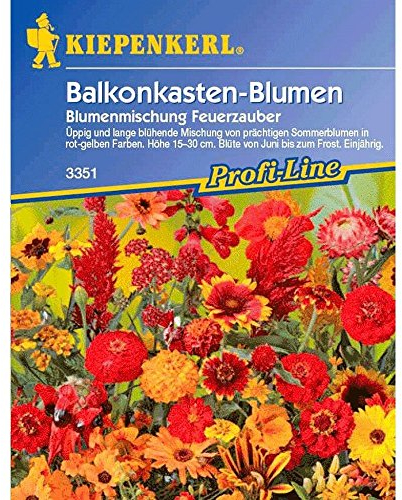 Kiepenkerl Profi-Line Blumensamen-Mischung Feuerzauber 3351 - Üppig und lang blühende Mischung - Sommerblumen - Balkonbepflanzung - Saatgut - Höhe 15 bis 30 cm