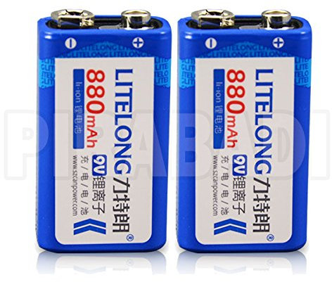2 Batterie 9V LI-ION 880MAH Rechargeable 6LR61 ACCU Battery Pile ACCUS 9 Volts
