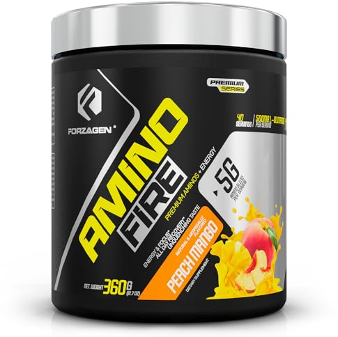 Forzagen Amino Fire | Essential Amino Energy Powder for Pre-Workout | BCAA Energy Boost & Muscle Recovery Drink Mix, Enhance Focus & Concentration, Dietary Supplement | Peach Mango, 40 Servings