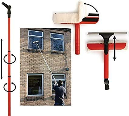 Srendi® 3.5 Meter / 11 Feet Telescopic Extending Window Cleaner Kit Window Glass Cleaning Equipment Squeegee Soft Head