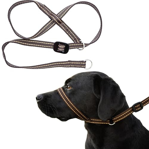 Gencon Hundehalsband mit Leinenzug-Verhinderung durch Kopfumschlingung, Unisex, Braun, M (79 cm), Pull-on, für mittelgroße Hunde, alle Lebensphasen