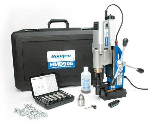 Hougen HMD905S 115-Volt Swivel Base Magnetic Drill with Coolant Bottle Plus 1/2 Drill Chuck, Adapter and 12002 Rotabroach Cutter Kit