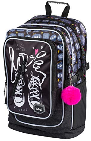 Baagl Schulrucksack Für Mädchen Teenager, Ergonomischer Kinderrucksack mit Laptopfach Für Schule, Extrem Leicht Rucksack mit Brustgurt und Reflektierenden Elementen (Turnschuhe)