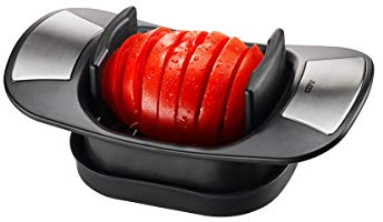 GEFU Scheibenschneider CAPRESE | Tomaten- & Mozzarellaschneider | 8 mm Scheiben, rutschfest, Auffangschale, ergonomisch, spülmaschinengeeignet