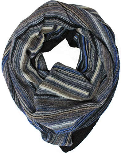 Rotfuchs Strickschal Loopschal 100% Wolle extrafein multicolor blau mit weiß Streifenmuster