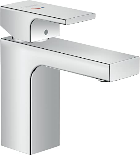 hansgrohe Waschtischarmatur Vernis Shape, Wasserhahn Bad mit Auslauf Höhe 100 mm, mit Zugstange, Badarmatur wassersparend, Chrom