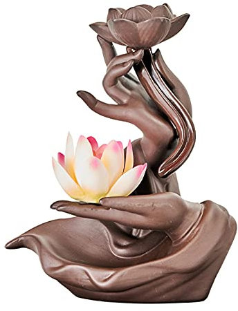 Faderr - Incenso a riflusso, bruciatore di incenso a forma di Buddha, in ceramica, per rilassarsi, purificazione, meditazione, yoga, idea regalo