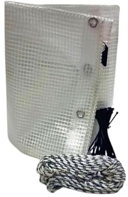 Pinto FERRAMENTA Telo Telone Occhiellato PVC Multiuso per Esterno Impermeabile Rinforzato Trasparente 100 Fascette e 10MT Corda Omaggio Coperture Copri Legna Antipioggia Antistrappo (1.5x3.5 mt)