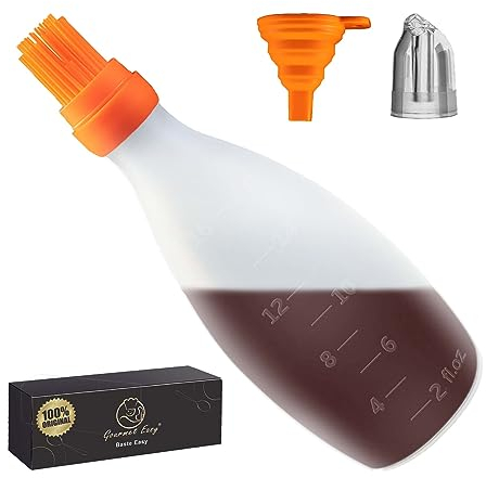 Silicone Pastry Brush, All-in-One Slicone Basting Brush with Sauce Bottle, Heat Resistant BBQ Accessories and Cooking Gadgets, BPA-Free Oil Dispenser for Cooking, Baking, Grilling (Orange)