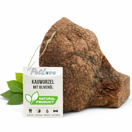 PetLove Ljung Root Tugga för hundar med olivolja • 100 % naturlig tuggleksak • Hundben att tugga med mineraler • Naturlig hundkäpp, storlek: S (151-300g)