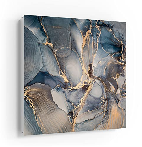DEQORI Schlüsselkasten weiß | 30x30 cm | Motiv Marmor-Farbspiel mit Gold | Glas & Metall Schlüssel-Box | Schlüsselschrank mit 50 Haken + 2 Magnete | Moderne Design Box magnetisch & beschreibbar