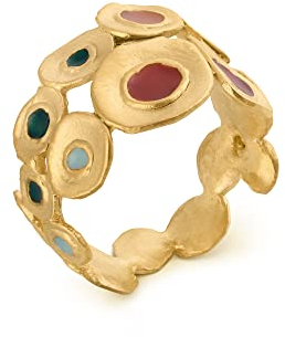 JOI D'ART Goldener Lieblingsring | Entworfen von Joidart | Favorita Colors Kollektion | Einfacher Ring aus mattem Metall mit 24-karätigem Gold mit mehrfarbiger Kaltemaille, Metall, Kein Edelstein