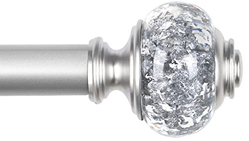 KAMANINA Gardinenstange Silber 80 to 218 CM Lang, Ausziehbare Gardinenstange, Dekorative Vorhangstange mit Durchsichtigen Endstücke für Wohnzimmer, Schlafzimmer, Esszimmer