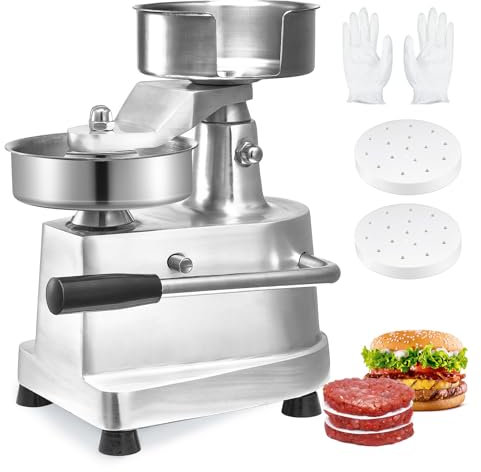 VEVOR Macchina commerciale per hamburger per hamburger, 130 mm/5 pollici, macchina per pressa per hamburger in acciaio inossidabile per uso alimentare, processore per la formazione della carne da