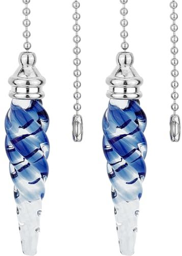 GORGECRAFT 2 chaîne de Traction pour Ventilateur de Plafond en Cristal Boule de Perles en Verre Décorative Chaîne D'Extension de Pendentif pour Plafonnier Lampe Extension de Chaîne Ventilateur, Bleu