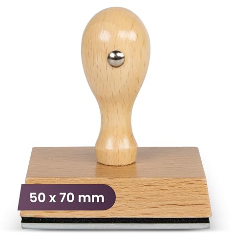 JUST REFINE® Stempel Personalisiert mit Logo/Text - Holzstempel Selbst Gestalten für Firmen, Adressen & Datumsangaben, in Verschiedenen Größen Verfügbar (50x70mm)