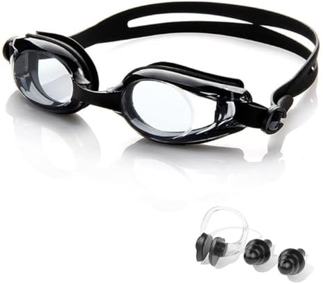 Kiuiom Lunettes de Natation Mixte,Lunettes de Natation en Silicone Souple,Lunettes de Plongée Anti Buée Avec Pince-Nez et Bouchons D'Oreilles Ensemble pour Unisex Adulte Homme Femme