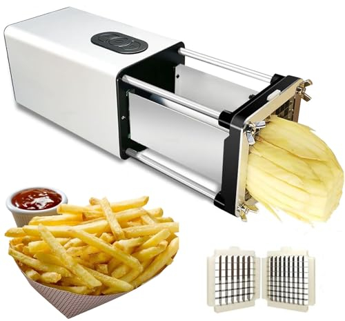 AUTUMFLATGAO Electric French Fry Cutter, French Fries Cutter Stainless Steel with 1/2 3/8 Blade, Potato Cutter for Restaurants & Home Kitchen,Use for Potatoes Carrots Cucumbers