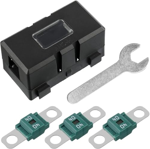 Tixlux Midi Sicherung, 3 Stück 40 A Midi Schraubsicherung, 1 Stück ANS Sicherungshalter, 1 Stück Schraubenschlüssel, 12 V–58 V Midi-Hochstromsicherung für Auto, LKW, SUV, Wohnmobil
