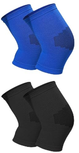 Ltsbaed 2 Paia Ginocchiere per Bambini, Ginocchiere morbide, Ginocchiere Elastiche Antiscivolo, Ginocchiera Basket per Bambini, per Ragazze Ragazzi Basket Pallavolo Sport (Blu/nero)