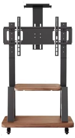 KK-GGL Wooden Style TV Cart, Mobile TV Cart with Wheels for 32 To 80 Inch LCD LED OLED Flat Curved Tvs, Rolling TV Stand on Wheels, Portable Universal TV Cart, Height Adjustable
