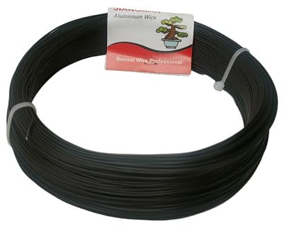 Alambre de Aluminio Anodizado para Bonsáis, 250 g, Negro, Diámetros de 1 mm a 5 mm (Ø1.5 mm)