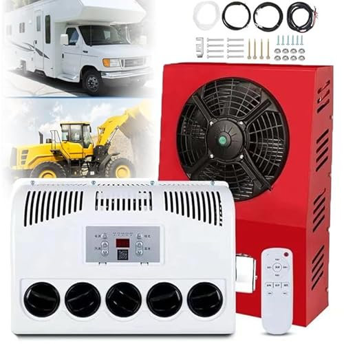 YhsPkh 12v/24v Split Rv Air Conditioner - 800-2400W Cooling, 360° Rotating Air Outlet, Remote Control, Indoor/Outdoor Units, Battery Powered