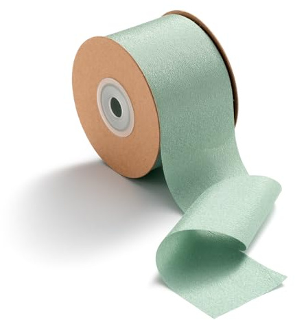MORSUNBELA Geschenkband Breit Schleifenband Hochzeit Dekoband Salbeigrün | Breites Geschenkband aus Chiffon und Stoff,elegantes Schleifenband,Seidenband Dekoband für Geschenke,Hochzeit und Schleifen