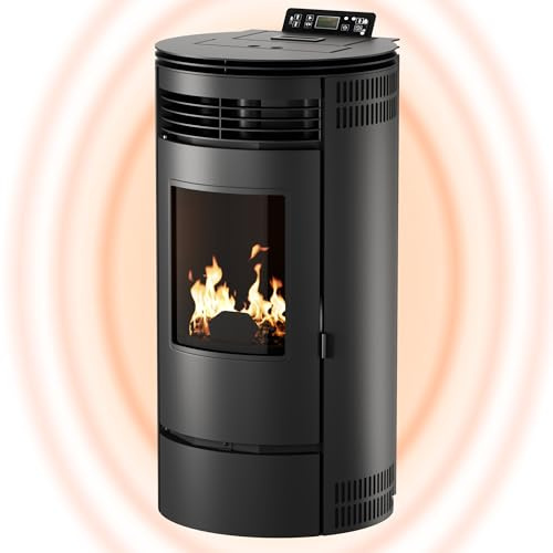 UMBRELLA® PR8 Pelletofen 8,6 kW A+ bis 220 m³ – Auto-Reinigungszyklus, ECO1/ECO2, Wochenprogramm, Fernbedienung, Wi-Fi Ready (optional), Vakuum- & Überhitzungsschutz – Schwarz