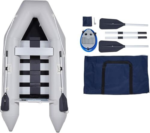 CO-Z Schlauchboot 4 Personen Aufblasbares Boot 300x150x42CM 3M Sportboot mit 2 Paddel und Luftpumpe Grau Paddelboot Ruderboot Schlauchboot Angeln mit Sitzbank Aluboden