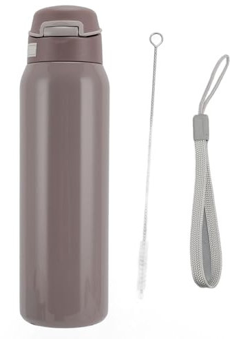 Yinhing Bottiglia D'acqua Isolata in Acciaio Inossidabile con Cannuccia Bottiglia Isolata Sottovuoto per Anziani, 500 Ml, Tazza Portatile per L'uso Quotidiano (BROWN)