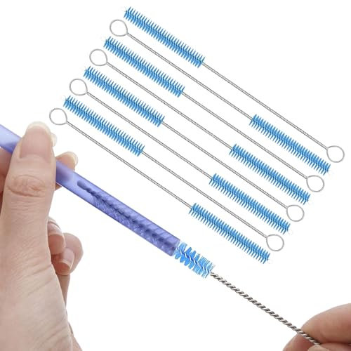 Reinigungsbürsten 8 Stück Lange Strohhalm Reinigungsbürste, Milchschlauchbürste, Flaschenbürste Dünn, 20 cm Kleine Reinigungsbürste Set für Kaffeevollautomat,Trinken Strohhalme