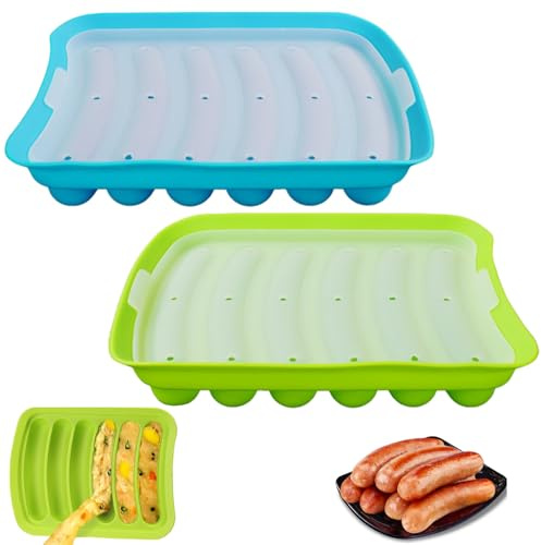 2pcs Silicone Sausage Mold, Silicone Hot Dog Molds, DIY Sausage Mould, Hot Dog Mold, Hot Dog Mould Trays, Sausage Making Mold, for Kitchen Baking and Grilling,Homemade Sausages