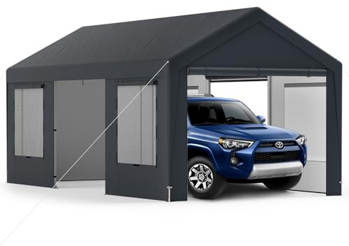 SOARS Carpot - Riparo per auto, 300 x 595 x 280 cm, tenda per garage, capannone auto da esterno con telaio in metallo e copertura PE resistente alle intemperie, per feste, auto, bicicletta, moto,