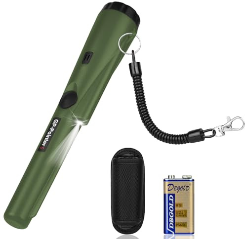 Flintronic Detector de Metales Portátil, 360° Exploración, Impermeable Alta Sensibilidad Detectores de Metales con Indicador LED Incorporado, Apto a Buscar Monedas de Oro, Moneda, Joyas, Verde Oscuro