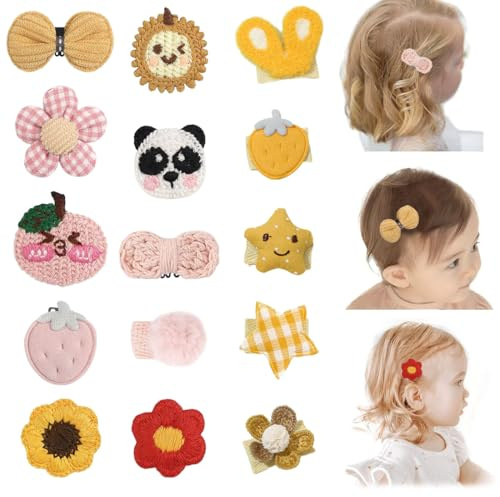 GGUFAY Baby Haarspangen Mini mit Blumen Panda Sonnenblumen - Sanfte Baumwolle Haarschmuck Baby - Schadstofffrei & Haarfreundlich für Neugeborene - Sicherer Halt ohne Reizung