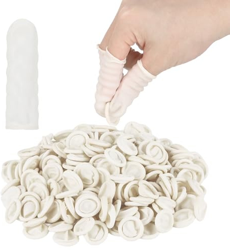 400 Pcs Latex Finger Cots, Disposable Finger Tips Rubber Protector Fingertip Gloves, Anti-Static (Medium)